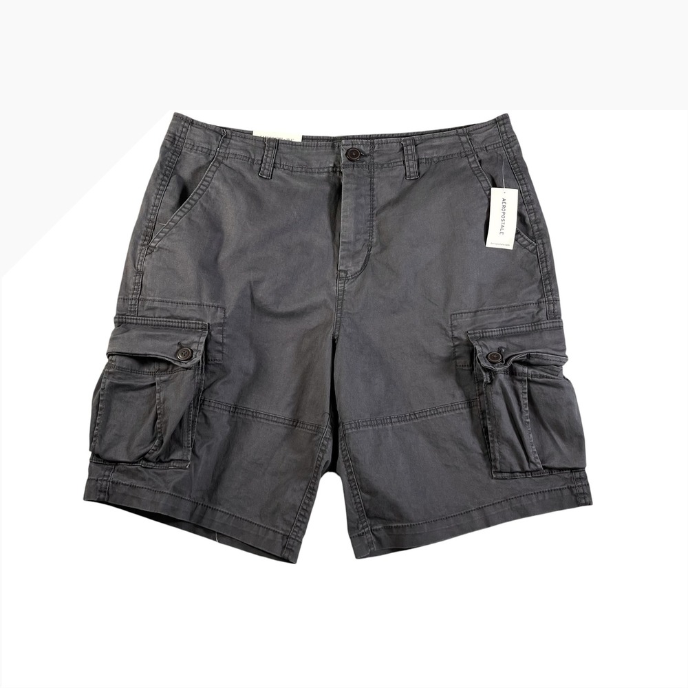 Aeropostale Mens Aero Cargo Shorts 10.5 Inch Inseam At the Knee Grey Size 36 NWT